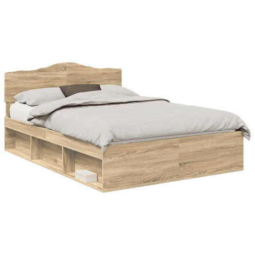 Estrutura da Cama de casal moderno com cabeceira Carvalho Sonoma 150 x 200 cm
