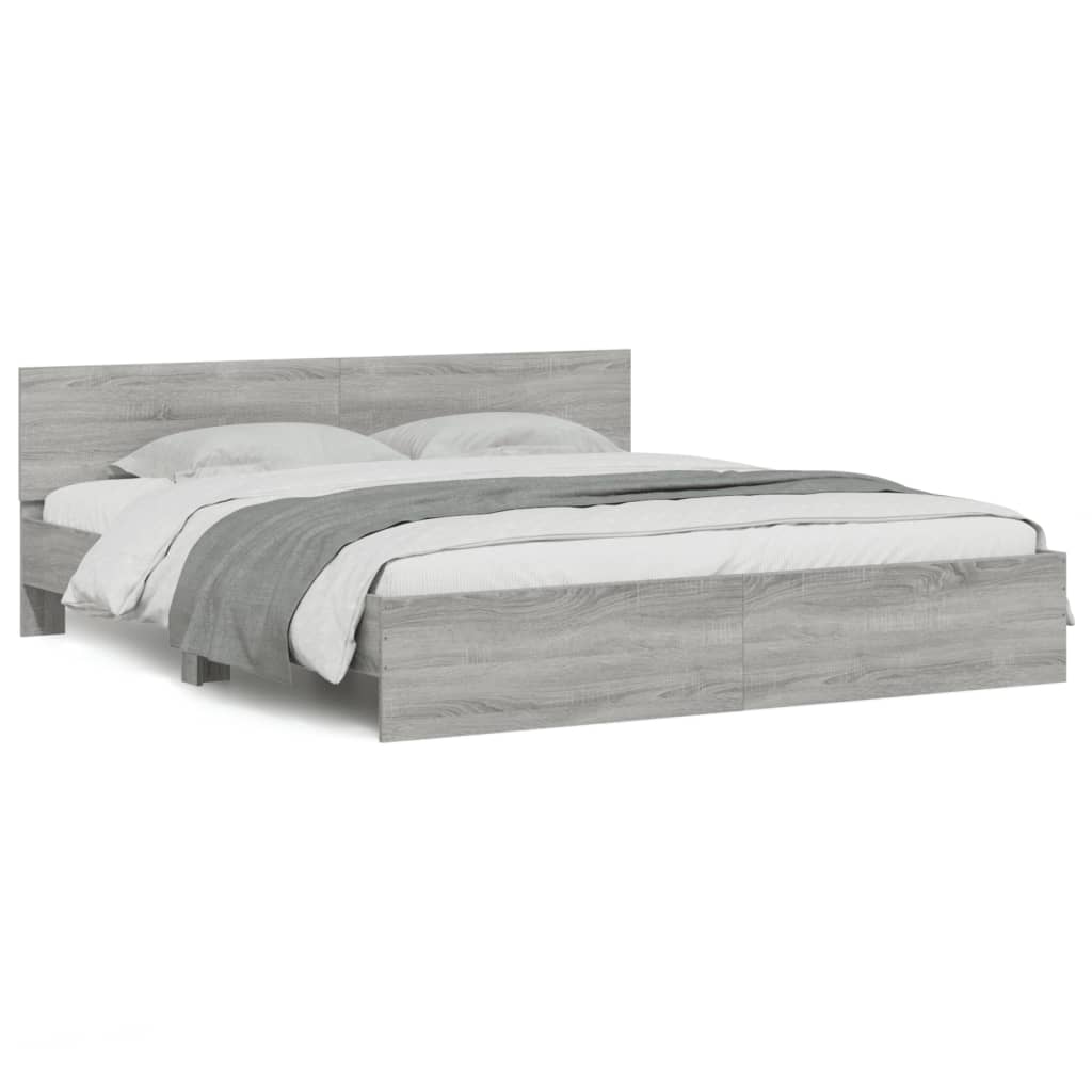 Estructura de cama matrimonial 165x203 Roble/ Gris