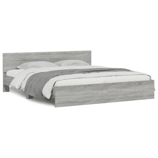 Estrutura de Cama de casal moderno com cabeceira 160x200 cm cinzento sonoma