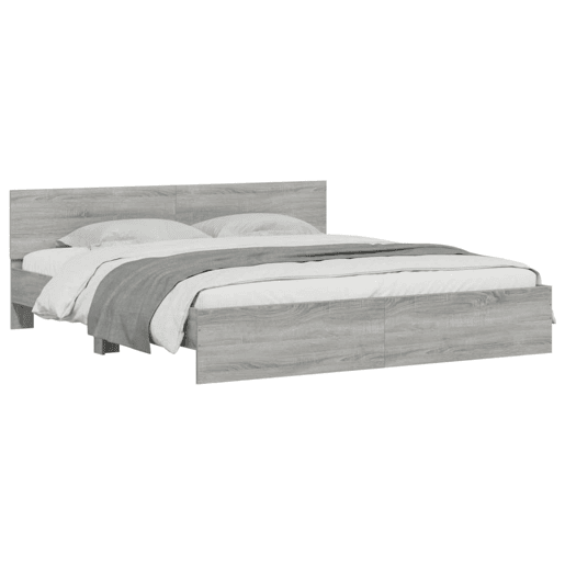 Estrutura de Cama de casal moderno com cabeceira 160x200 cm cinzento sonoma