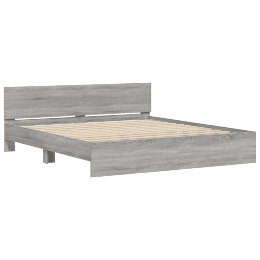 Estrutura de Cama de casal moderno com cabeceira 160x200 cm cinzento sonoma