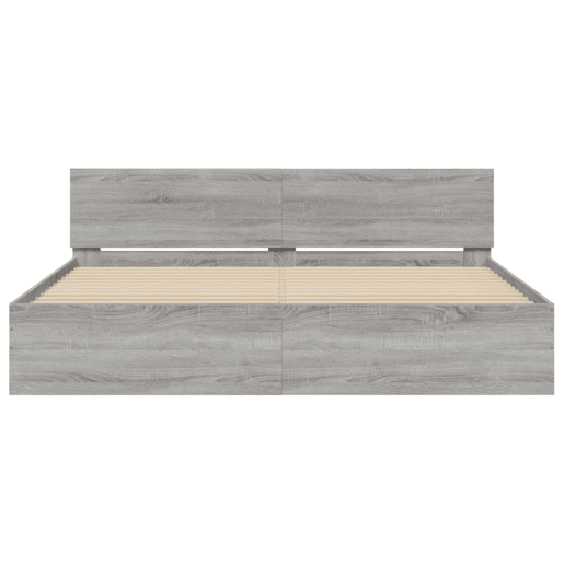 Estrutura de Cama de casal moderno com cabeceira 160x200 cm cinzento sonoma