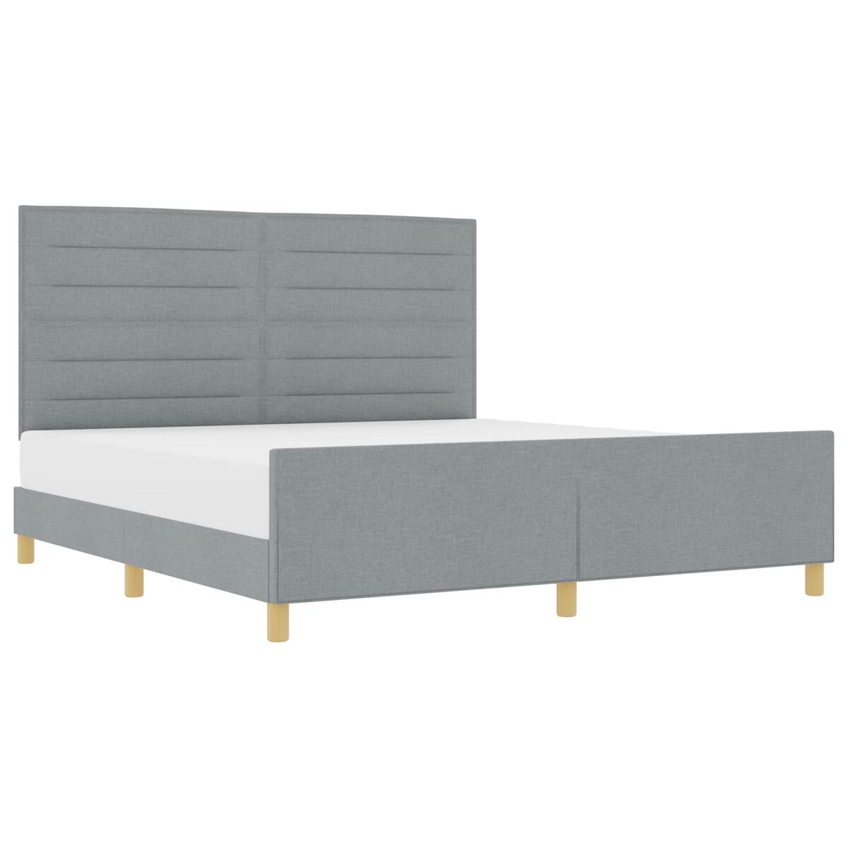Estructura de cama doble matrimonial con cabecera - gris claro 180 x 200 cm tela