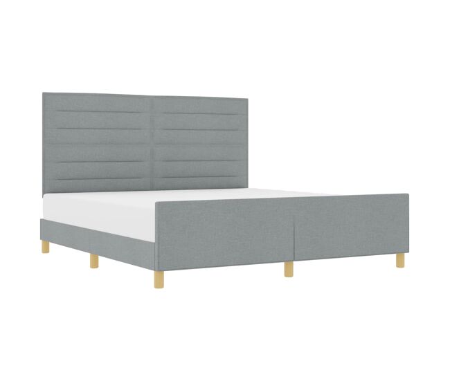 Estructura de cama doble matrimonial con cabecera - gris claro 180 x 200 cm tela
