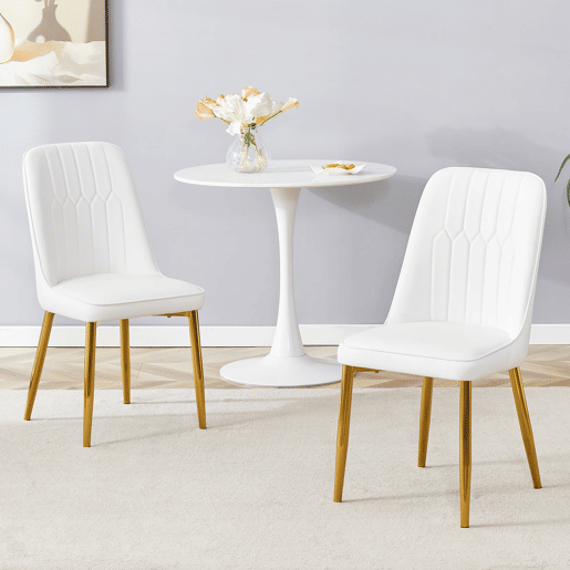 Cadeiras de sala de jantar 2 unidades - design moderno minimalista - branco e dourado