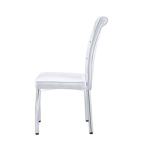Cadeiras de sala de jantar 2 unidades - Estofamento retro em pele de crocodilo, fivela em cristal, pernas em metal - Branco