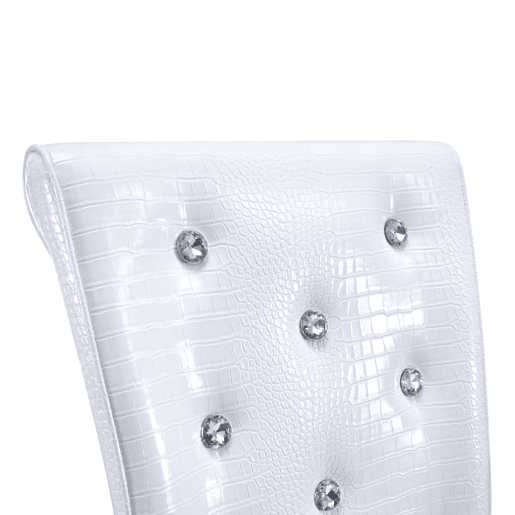Cadeiras de sala de jantar 2 unidades - Estofamento retro em pele de crocodilo, fivela em cristal, pernas em metal - Branco