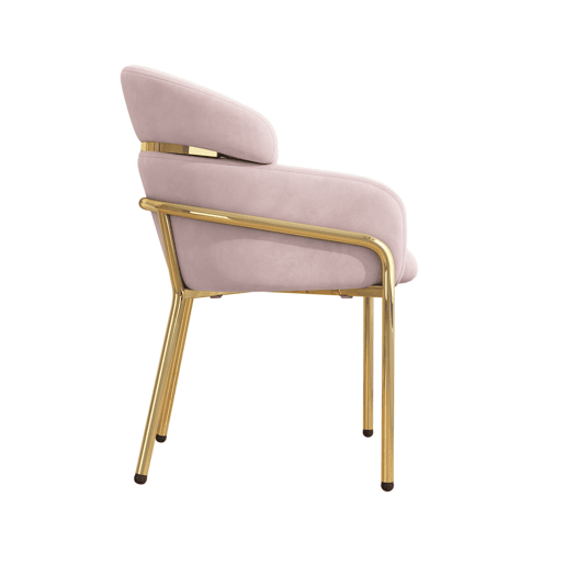 Cadeira de jantar individual 6 unidades - luxo leve, 4 pernas de metal, veludo - rosa