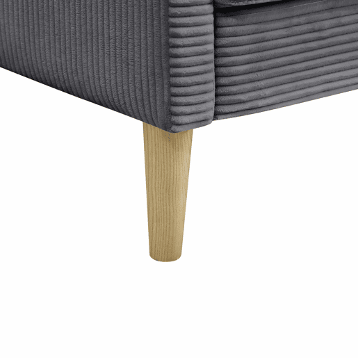 Sofá de 2 lugares - estilo escandinavo, estofado em veludo cotelê com almofadas acolchoadas - cinzento