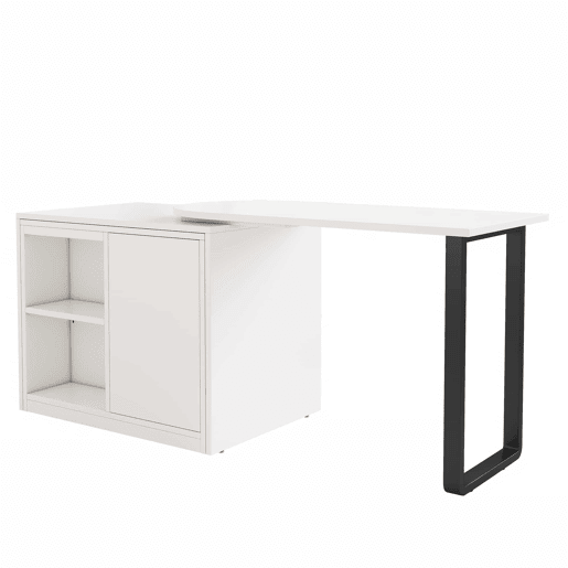 Secretária 2 em 1 com cama dobrável - estrutura metálica, colchão de 4 cm, rodízios, armário com 2 compartimentos - branco