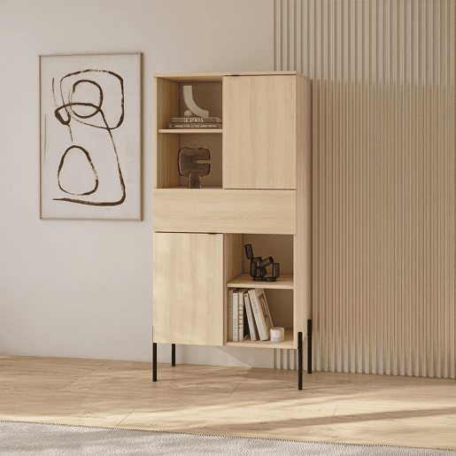 Armário para porcelana Lucilla Madeira com 2 portas e 1 gaveta