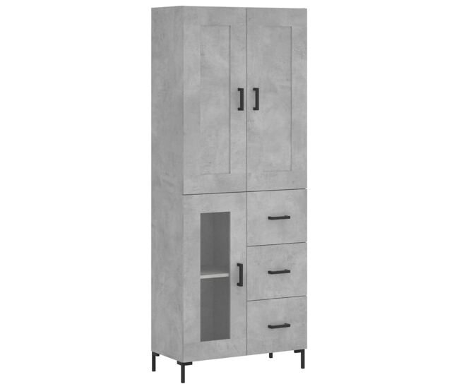 Aparador alto - mueble de almacenamiento madera contrachapada gris hormigón 69,5x34x180 cm es977