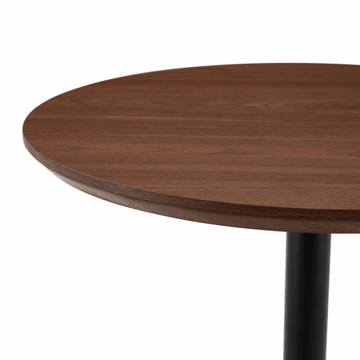 Mesa auxiliar com rodízios e altura ajustável, Ø70 cm - design moderno, mesa redonda para escritório, cozinha e café - cor nogueira