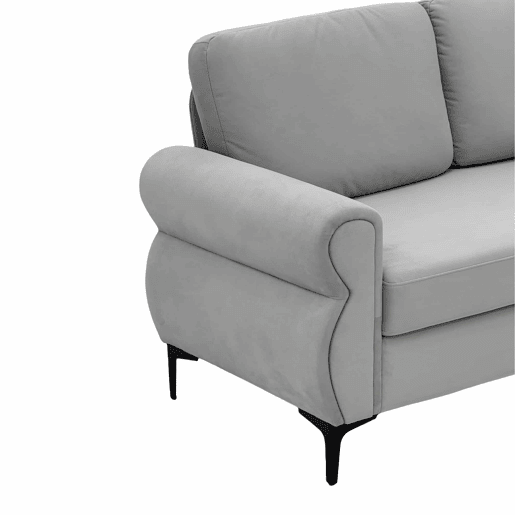 Sofá de 2 lugares - confortável, resistente e otimizado para poucas áreas - cinzento claro