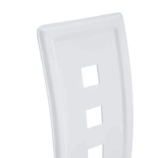 Cadeiras de sala de jantar 2 peças - design europeu com padrão perfurado, couro PU branco mate + pernas metálicas douradas - Branco+Dourado
