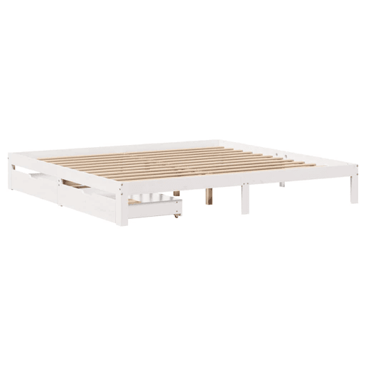 Estrutura de Cama de casal simple c gavetas 180x200 cm pinho maciça branco Estrutura de Cama de casal simple c gavetas 180x200 cm pinho maciça branco