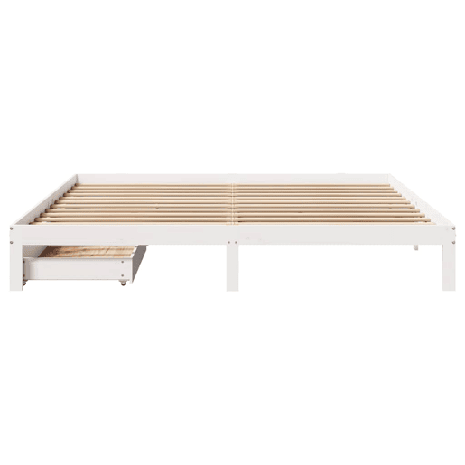 Estrutura de Cama de casal simple c gavetas 180x200 cm pinho maciça branco Estrutura de Cama de casal simple c gavetas 180x200 cm pinho maciça branco