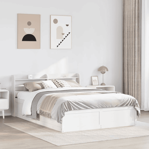 Estrutura De Cama De Casal c cabeceira - 140x190 cm pinho maciço branco