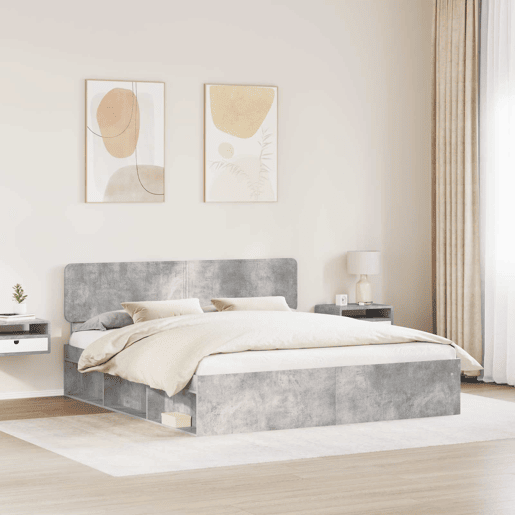 Estrutura de Cama de casal para adultos com cabeceira Concreto 180 x 200 cm