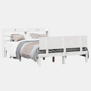 Estrutura De Cama De Casal c cabeceira - 150x200 cm pinho maciço branco