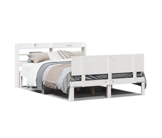 Estructura de cama matrimonial Estilo con cabecero madera de pino blanco 150x200cm