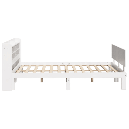 Estrutura De Cama De Casal c cabeceira - 150x200 cm pinho maciço branco Estrutura De Cama De Casal c cabeceira - 150x200 cm pinho maciço branco