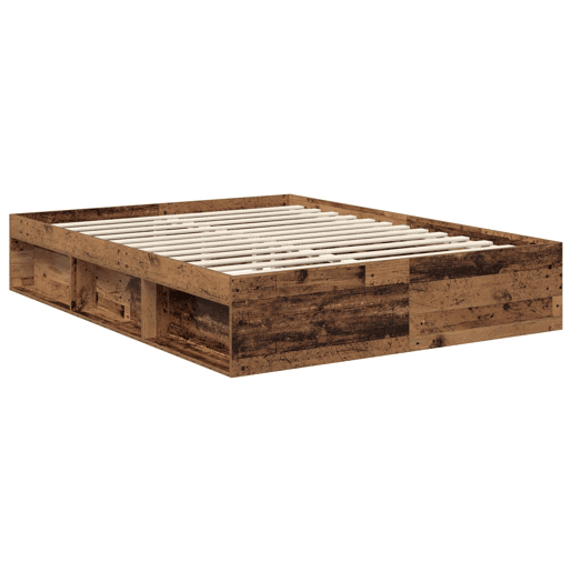 Estrutura de cama de casal com cabeceira - Madeira antiga 150 x 200 cm
