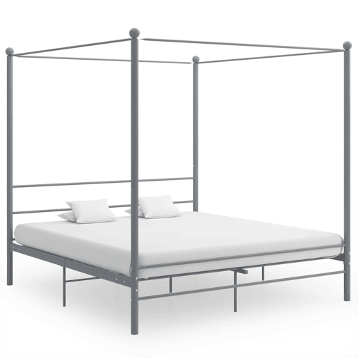 Estrutura de Cama de casal simple com dossel 200x200 cm metal cinzento Estrutura de Cama de casal simple com dossel 200x200 cm metal cinzento