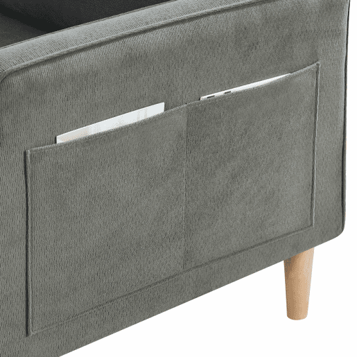 Sofá de 2 lugares - com porta de carregamento USB e almofada grossa - Cinza escuro
