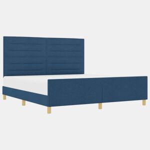 Estrutura da Cama de casal simple com cabeceira Azul 180 x 200 cm tecido