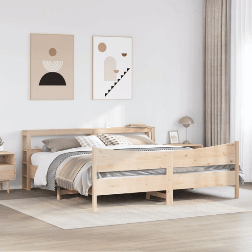 Estrutura de Cama de casal simple com cabeceira 180x200 cm pinho maciço