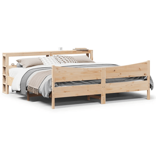 Estrutura de Cama de casal simple com cabeceira 180x200 cm pinho maciço