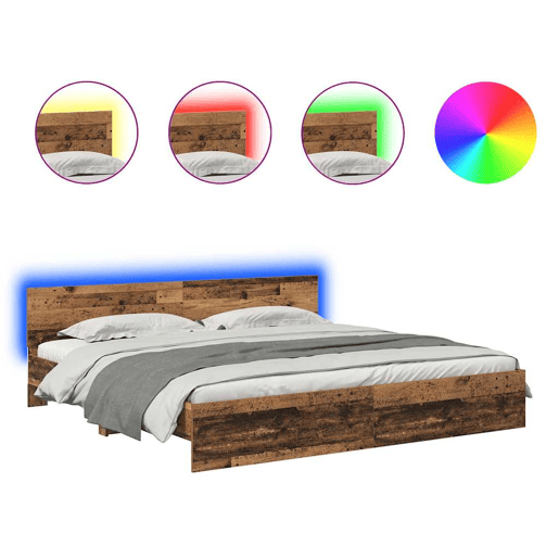 Estrutura da Cama de casal simple com cabeceira Madeira Antiga 200 x 200 cm
