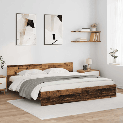 Estrutura da Cama de casal simple com cabeceira Madeira Antiga 200 x 200 cm
