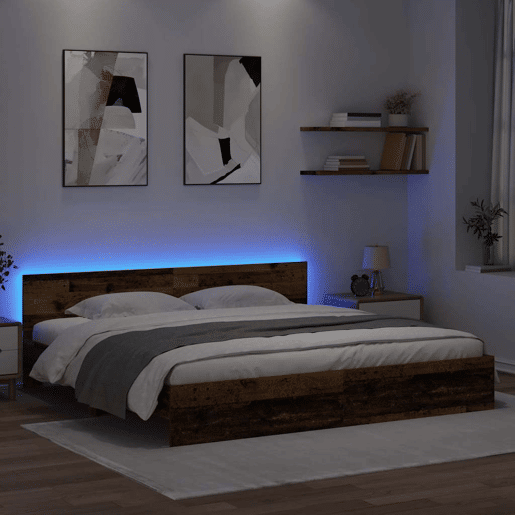 Estrutura da Cama de casal simple com cabeceira Madeira Antiga 200 x 200 cm