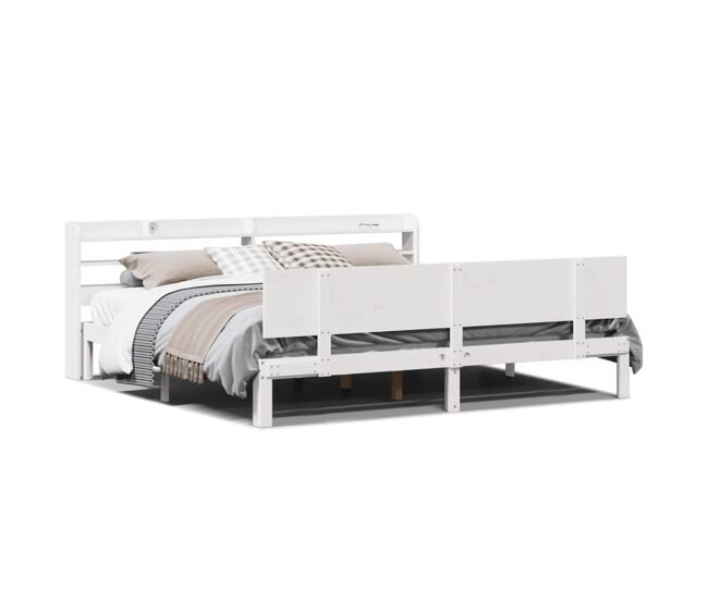 Estructura de cama doble matrimonial con cabecero - blanco 200x200 cm