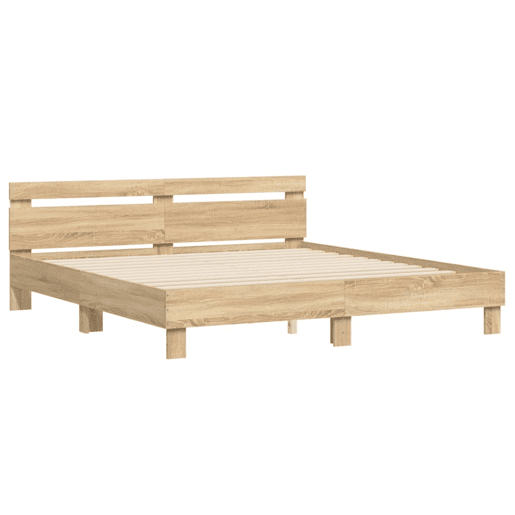 Estrutura Cama de casal simple c cabeceiraluzes LED 200x200cm carvalho sonoma