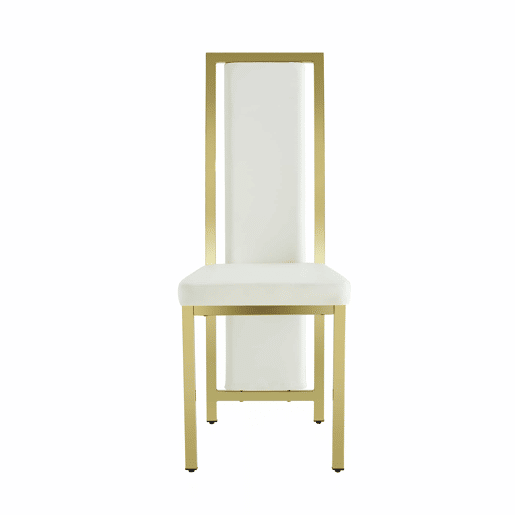 Cadeiras de sala de jantar 2 unidades - estilo minimalista europeu, PU branco + estrutura metálica dourada - Branco+Dourado