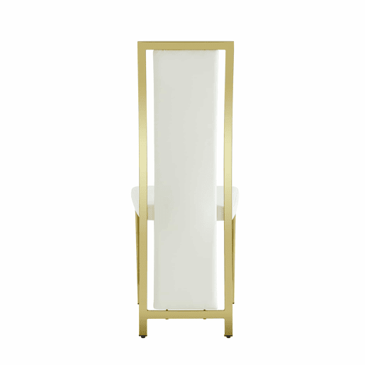 Cadeiras de sala de jantar 2 unidades - estilo minimalista europeu, PU branco + estrutura metálica dourada - Branco+Dourado