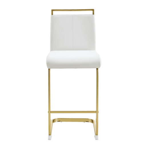 Bancos de bar 2 unidades - estilo nórdico, couro sintético branco, pernas em metal dourado