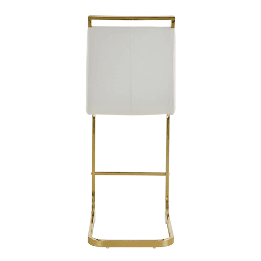 Bancos de bar 2 unidades - estilo nórdico, couro sintético branco, pernas em metal dourado