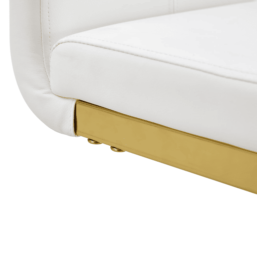 Bancos de bar 2 unidades - estilo nórdico, couro sintético branco, pernas em metal dourado