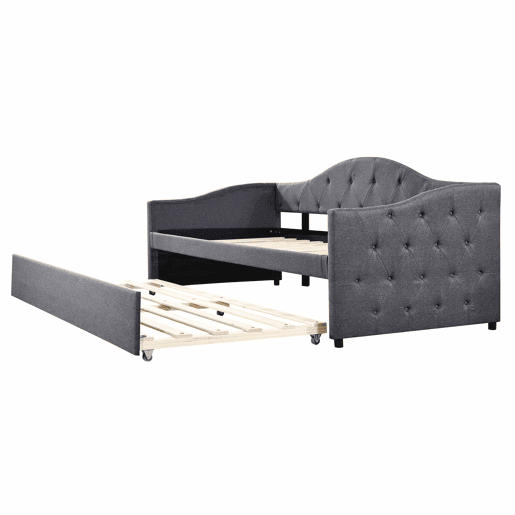Cama extra extensível 90x200 cm - sofá-cama individual, cama extraível, estilo minimalista, linho - cinzento