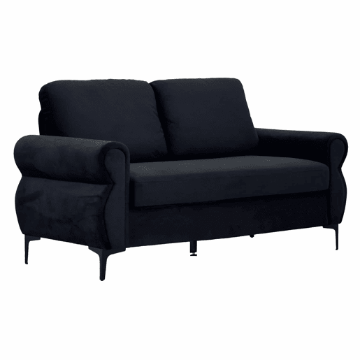 Sofá de 2 lugares - compacto, confortável e resistente - preto