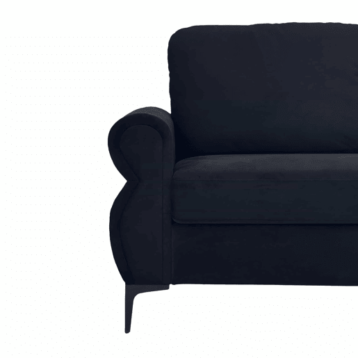 Sofá de 2 lugares - compacto, confortável e resistente - preto