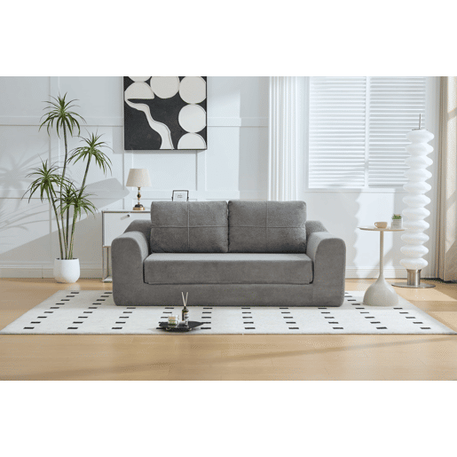 Sofá-cama dobrável de 2 lugares - Conversível, moderno, com almofada e futon - Cinza escuro
