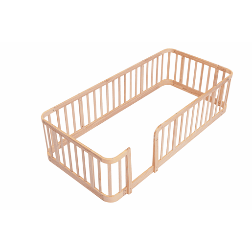 Parque infantil modular 90 x 200 cm - Espaço seguro entre barras de 7 cm, bordas arredondadas, design anti-mordidas na base, porta de segurança multifuncional para bebés e animais de estimação - Madeira natural
