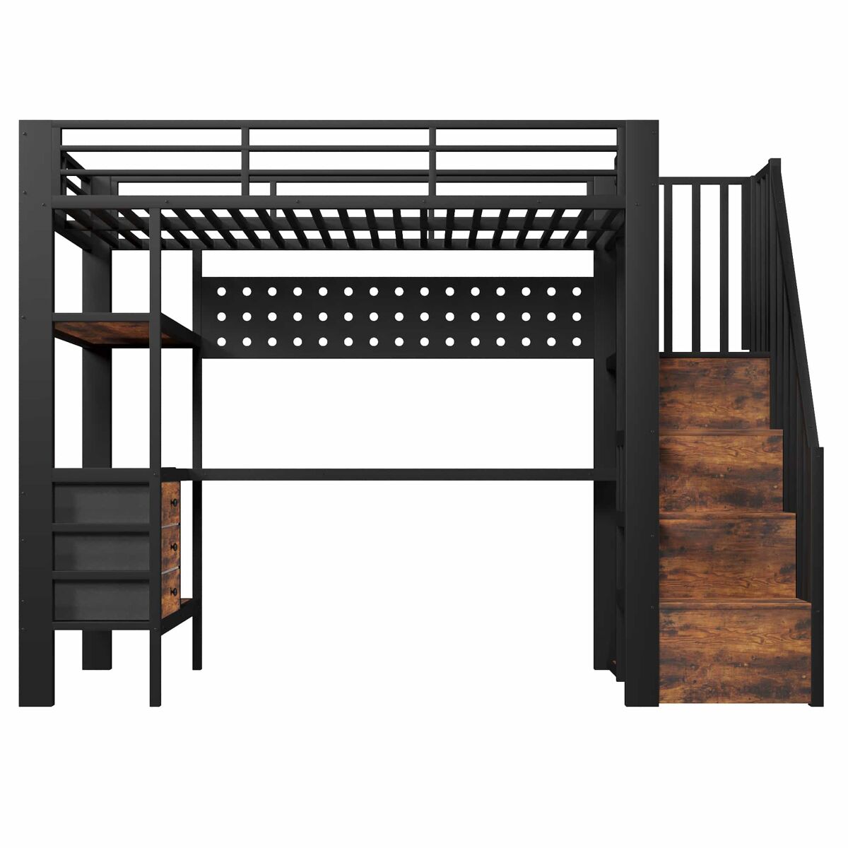Cama alta para niños 251x96 Negro