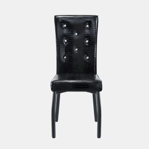 Cadeira de jantar para 2 pessoas - Vintage acolchoada em pele de crocodilo com fivela de cristal - Preto