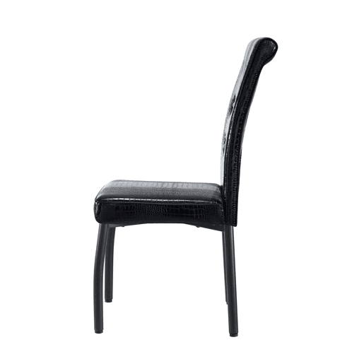 Cadeira de jantar para 2 pessoas - Vintage acolchoada em pele de crocodilo com fivela de cristal - Preto